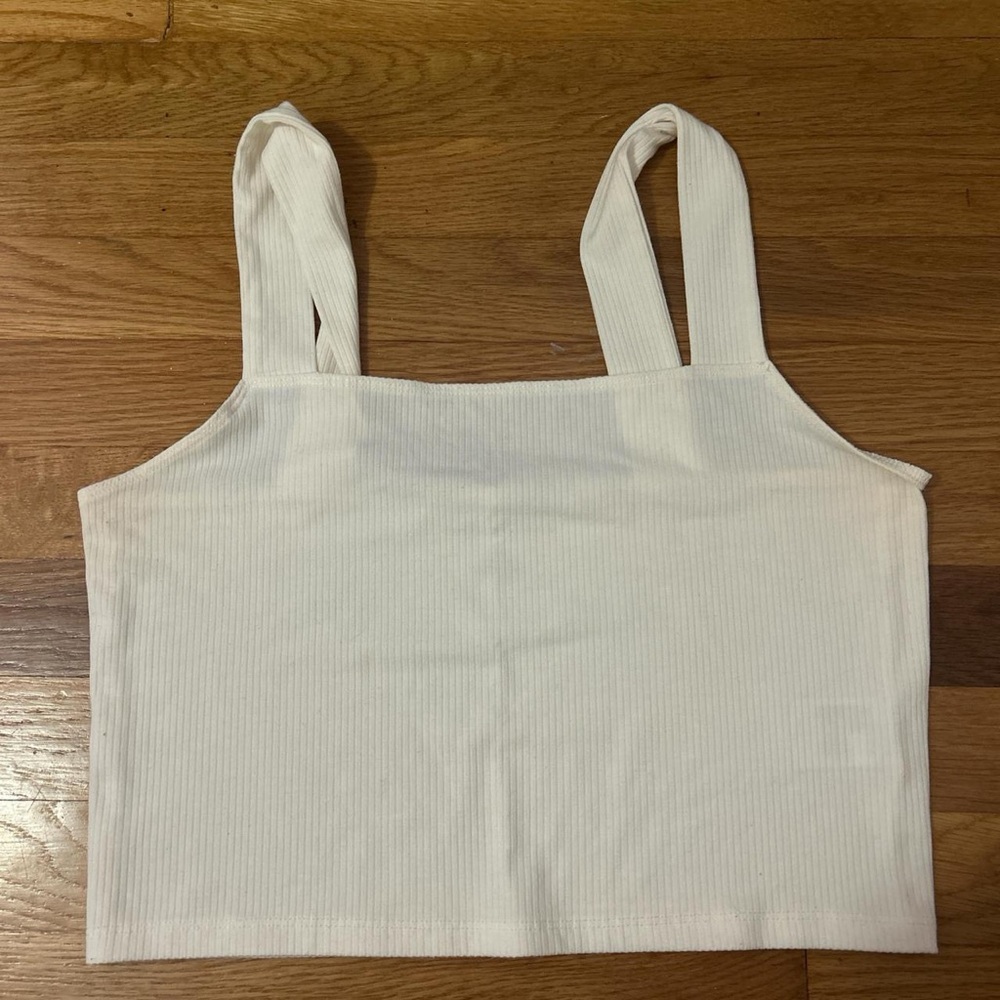 American Eagle Outfitters Cream Ribbed Tank Top